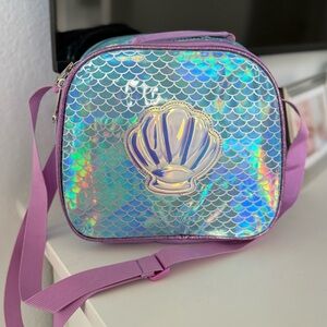 Mermaid Insulated iridescent Seashell Lunch Box Bag Crossbody with Strap